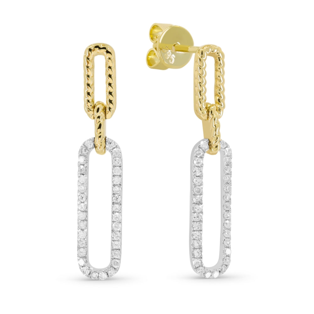 Madison L 14K Two Tone Gold Diamond Paperclip Drop Earrings - style E1685WY