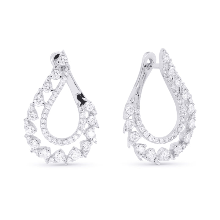 E1689 - 14K Gold Diamond Pear Drop Earrings