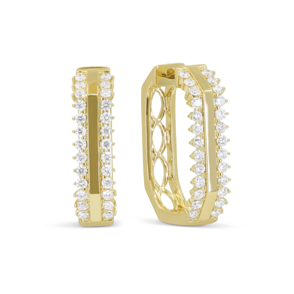 Madison L 14K Yellow Gold Diamond Hoop Earrings - style E1690Y