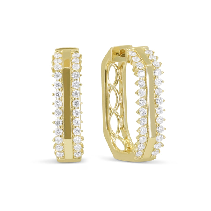 Madison L 14K Yellow Gold Diamond Hoop Earrings - style E1690Y