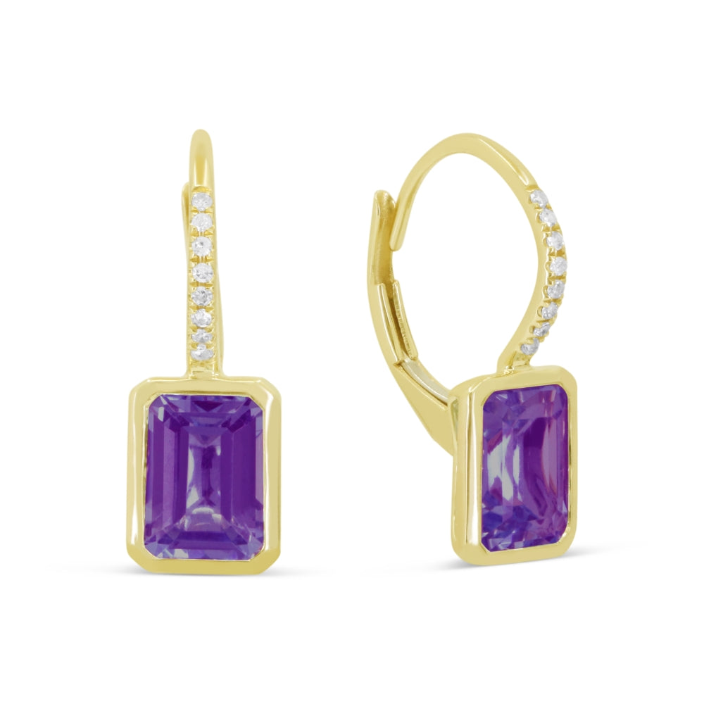 Madison L 14K Yellow Gold Amethyst Rectangle Drop Earrings - style E1693AMY