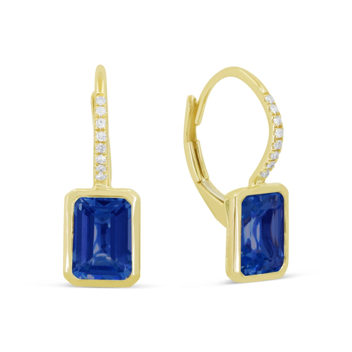 Madison L 14K Yellow Gold Created Sapphire Rectangle Drop Earrings - style E1693BCY
