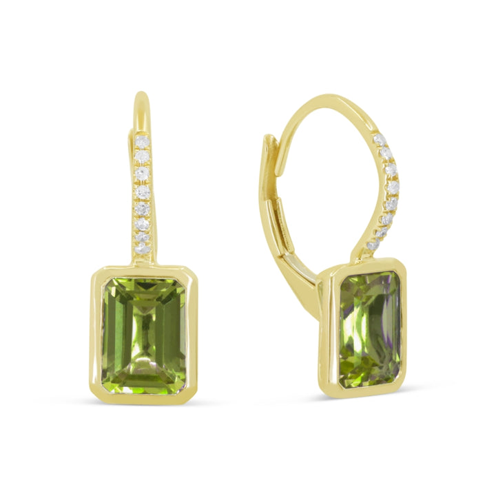 Madison L 14K Yellow Gold Peridot Rectangle Drop Earrings - style E1693PRY