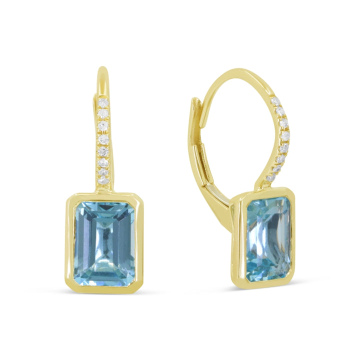 Madison L 14K Yellow Gold Swiss Blue Topaz Rectangle Drop Earrings - style E1693SWBTY
