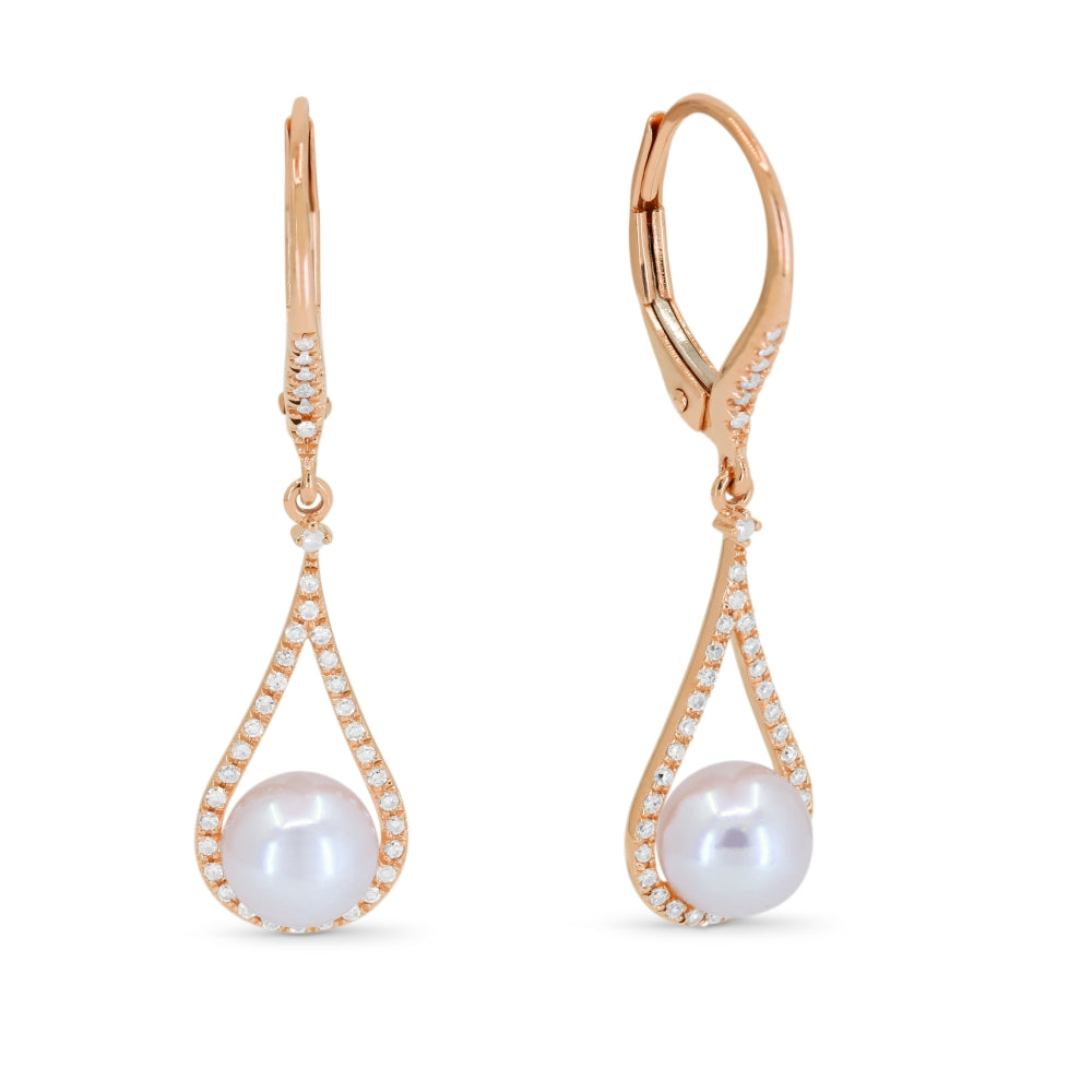Madison L 14K Rose Gold Pearl Pear Drop Earrings - style E1701PEP