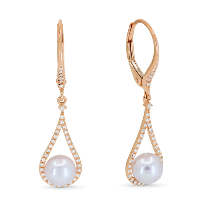 Madison L 14K Rose Gold Pearl Pear Drop Earrings - style E1701PEP
