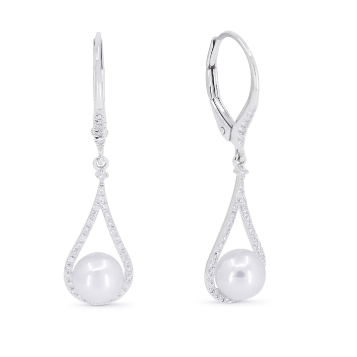 Madison L 14K White Gold Pearl Pear Drop Earrings - style E1701PEW