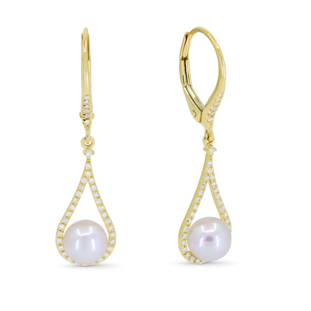 Madison L 14K Yellow Gold Pearl Pear Drop Earrings - style E1701PEY