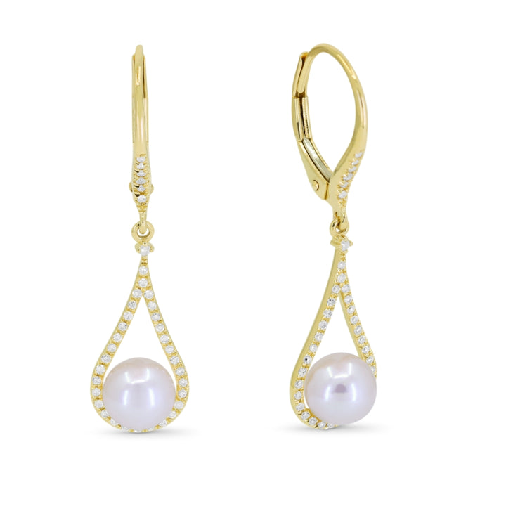 Madison L 14K Yellow Gold Pearl Pear Drop Earrings - style E1701PEY