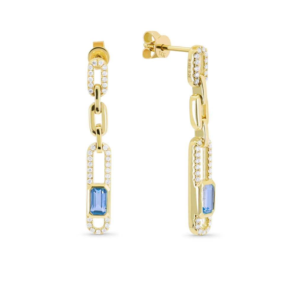 Madison L 14K Yellow Gold Swiss Blue Topaz Paperclip Drop Earrings - style E1717SWBTY