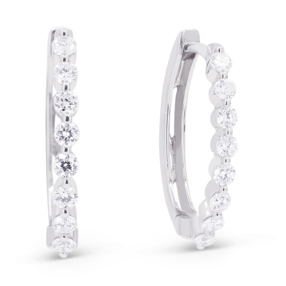 Madison L 14K White Gold Diamond Paperclip Hoop Earrings - style E1721W
