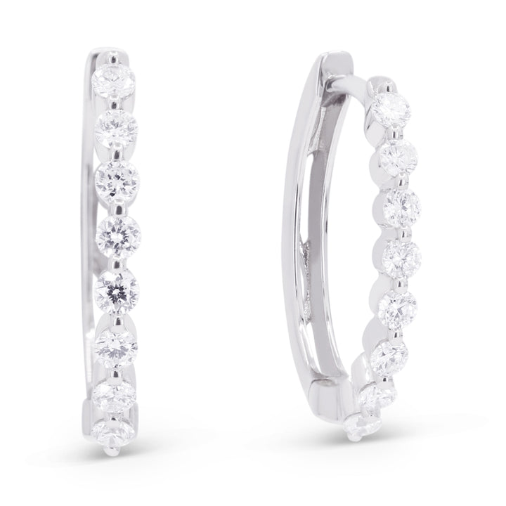 Madison L 14K White Gold Diamond Paperclip Hoop Earrings - style E1721W