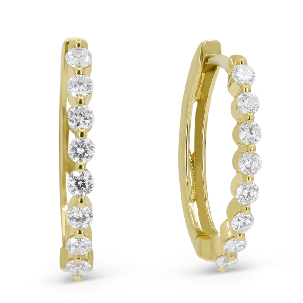 Madison L 14K Yellow Gold Diamond Paperclip Hoop Earrings - style E1721Y