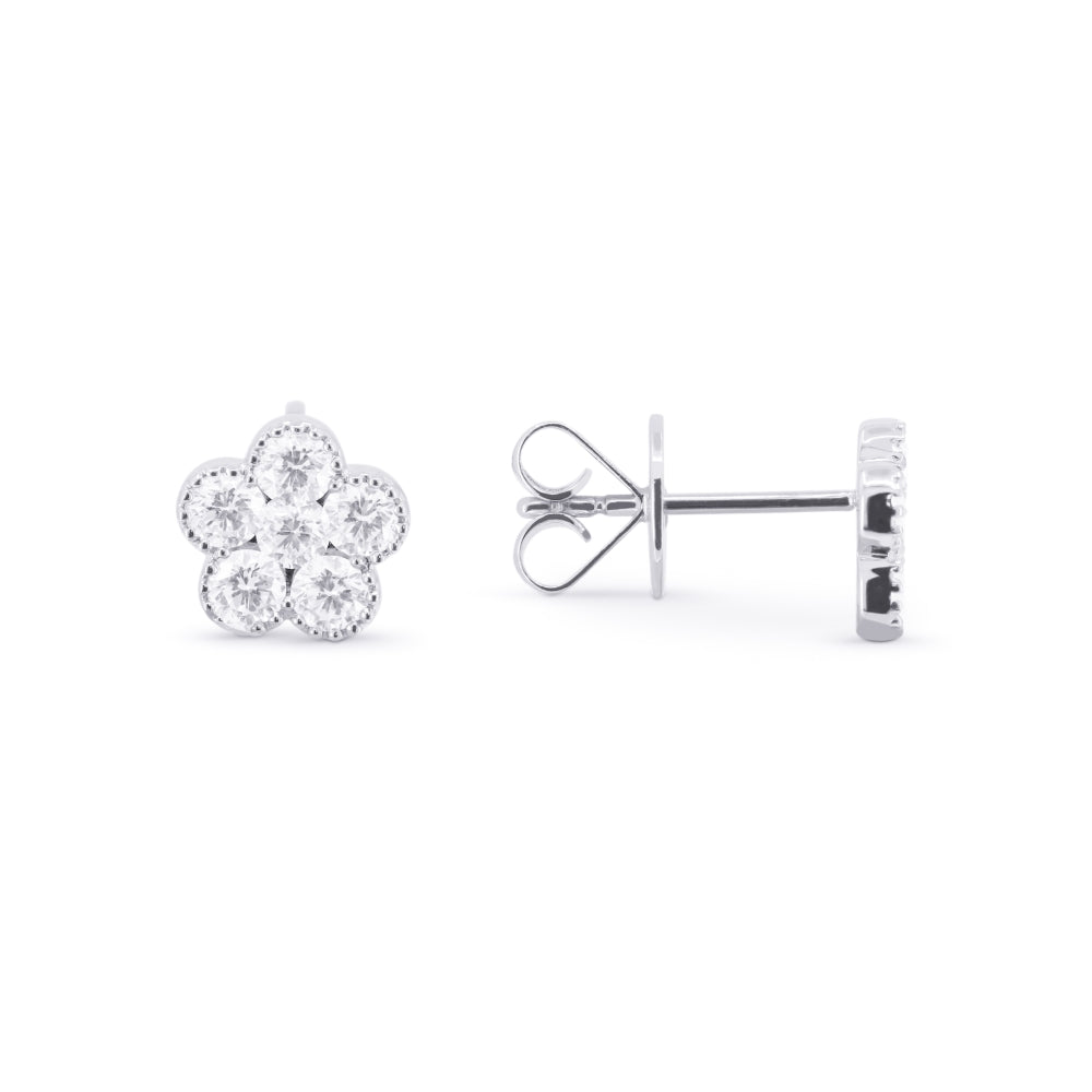 Madison L 18K White Gold Diamond Clover Stud Earrings - style E1725W