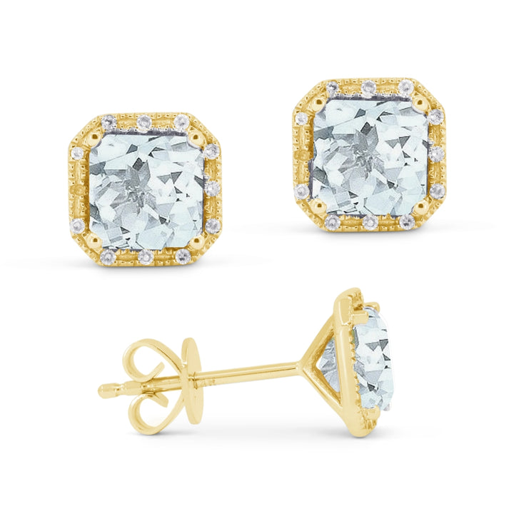 Madison L 14K Yellow Gold Aquamarine Cushion Stud Earrings - style E1731AQY