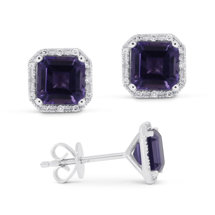 Madison L 14K White Gold Created Alexandrite Cushion Stud Earrings - style E1731AXW