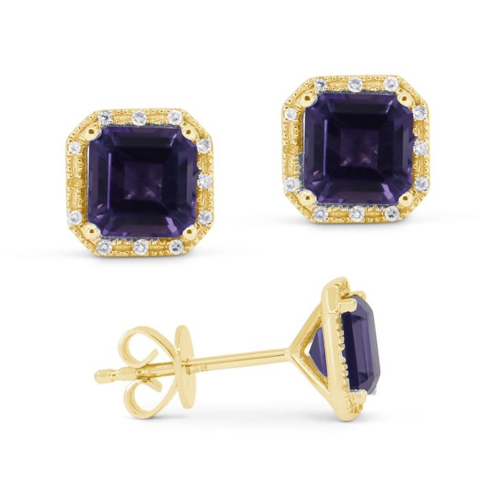 Madison L 14K Yellow Gold Created Alexandrite Cushion Stud Earrings - style E1731AXY