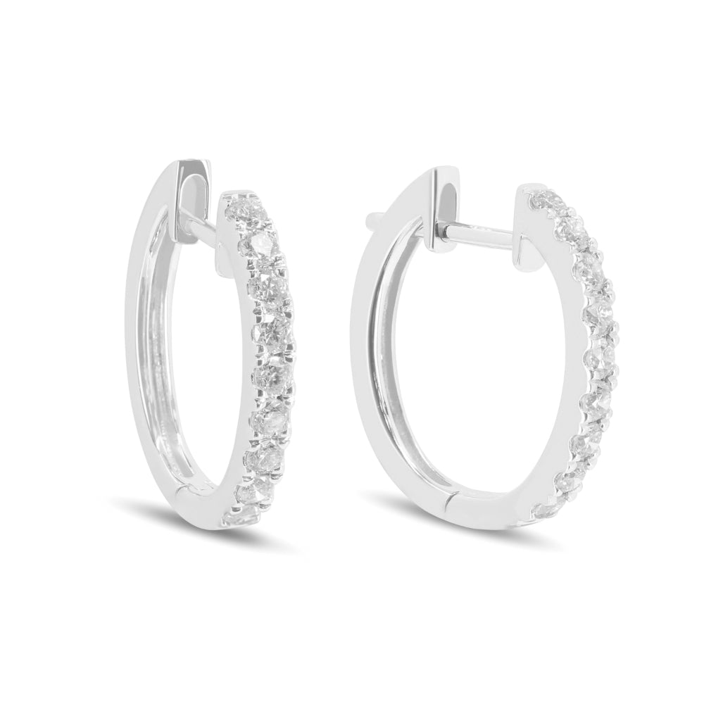 Madison L 14K White Gold Diamond Huggie Hoop Earrings - style E1732W