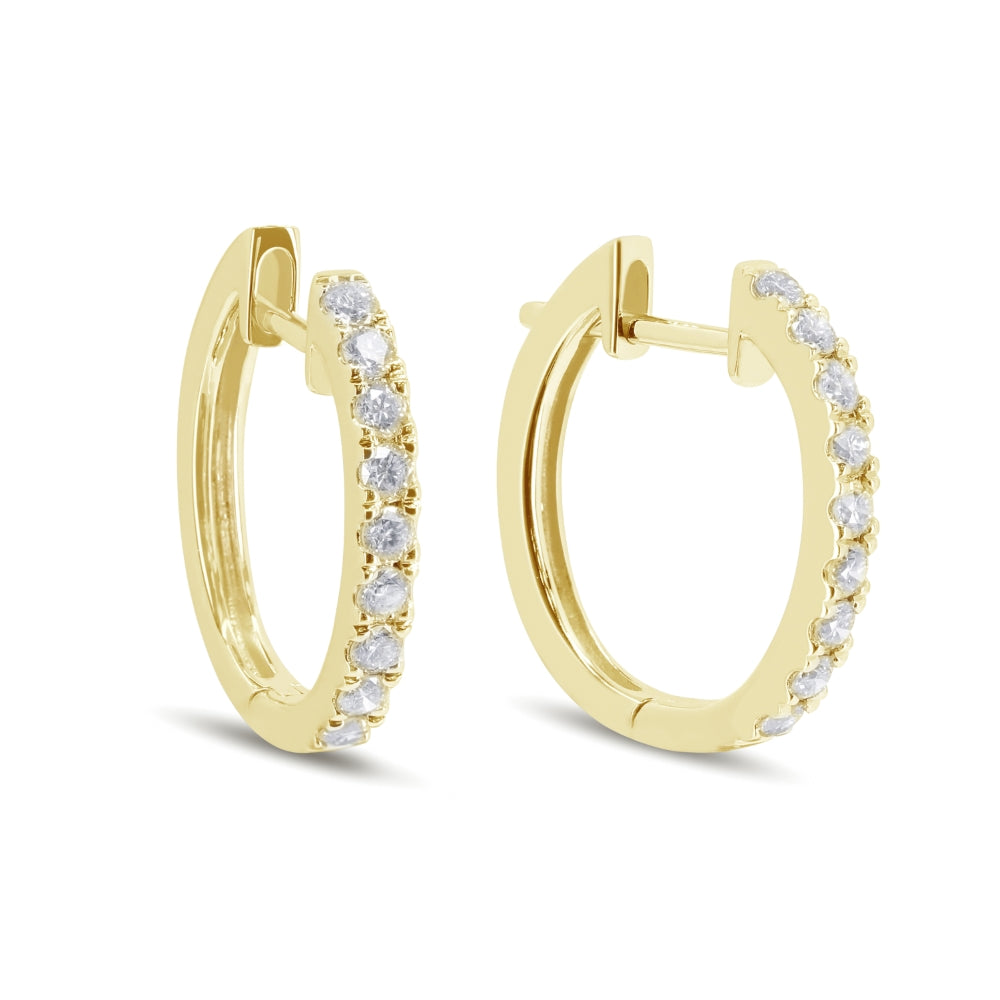 Madison L 14K Yellow Gold Diamond Huggie Hoop Earrings - style E1732Y