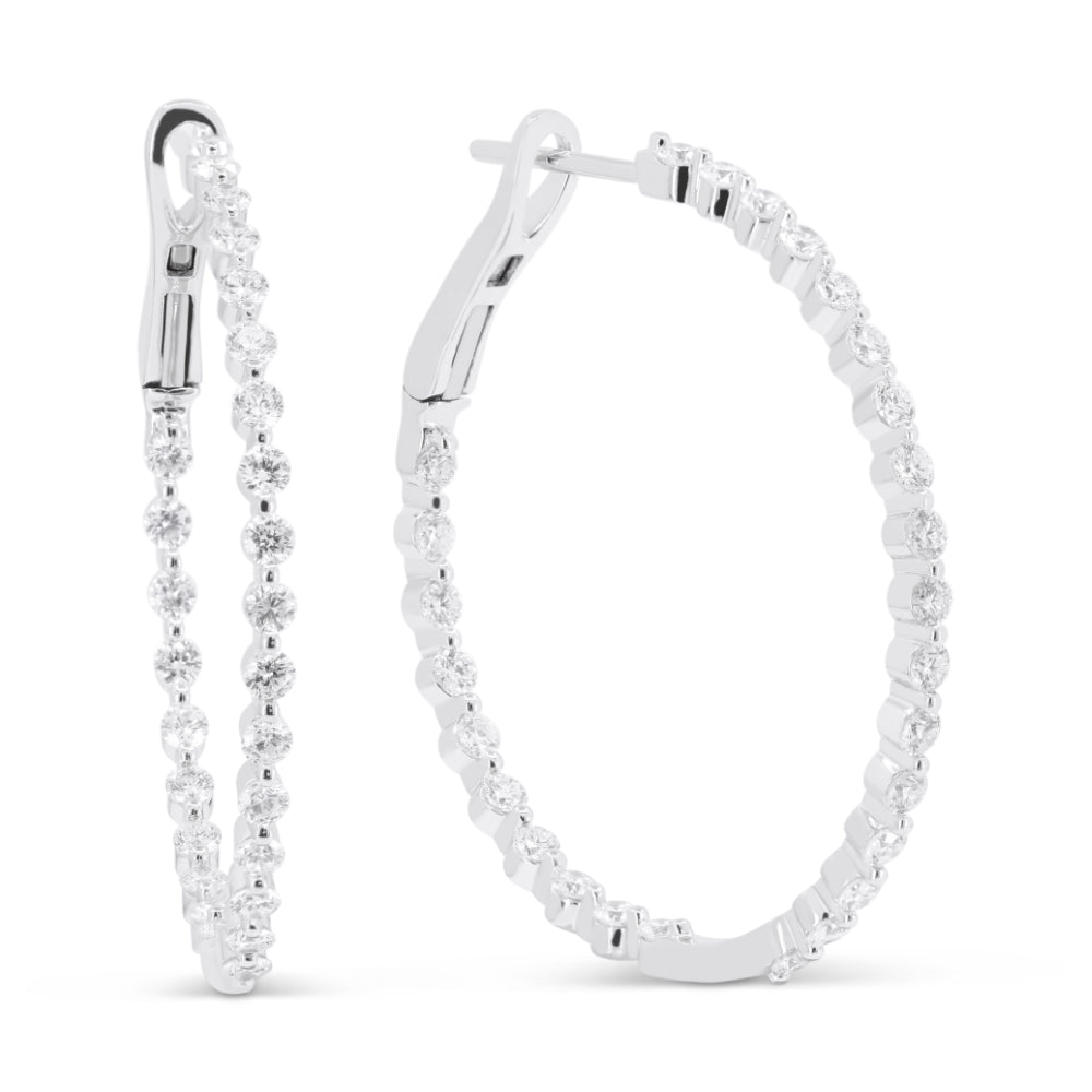 Madison L 14K White Gold Diamond In & Out Hoop Earrings - style E1734W-30MM