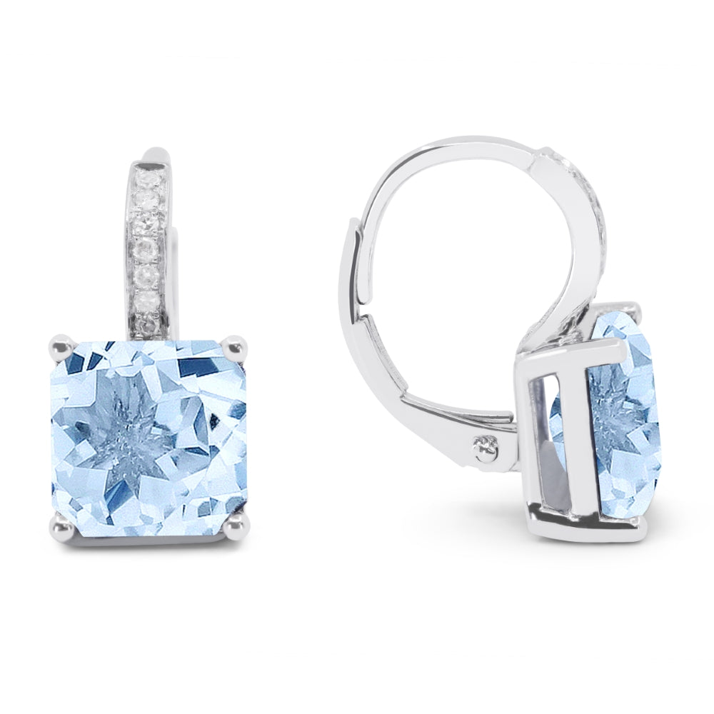 Madison L 14K White Gold Swiss Blue Topaz Cushion Drop Earrings - style E1737SWBTW