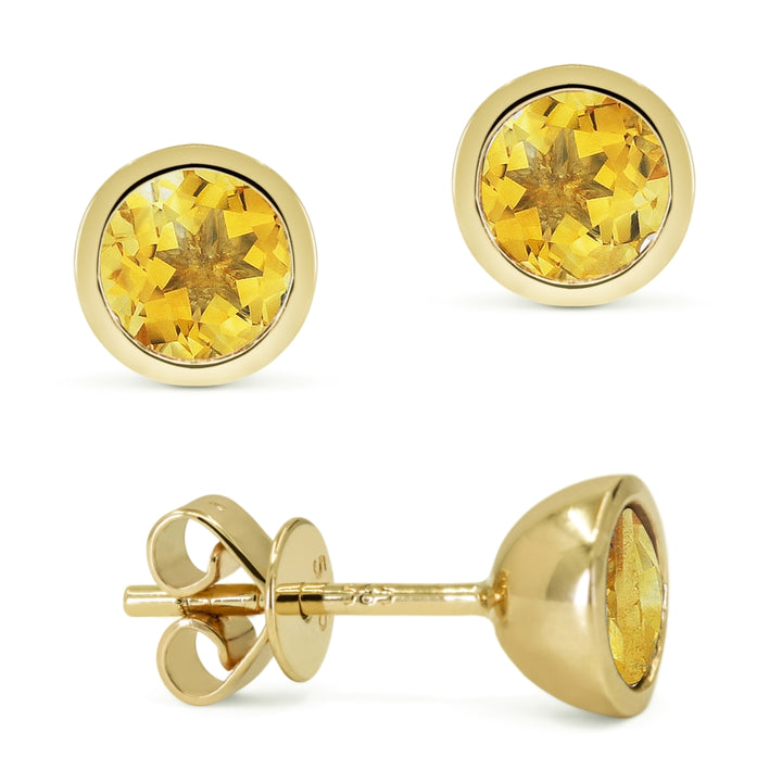 Madison L 14K Yellow Gold Citrine Round Stud Earrings - style E1741CTY