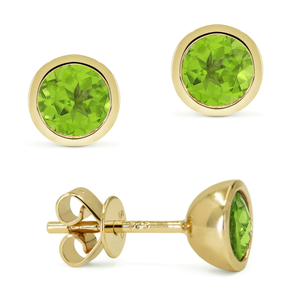 Madison L 14K Yellow Gold Peridot Round Stud Earrings - style E1741PRY