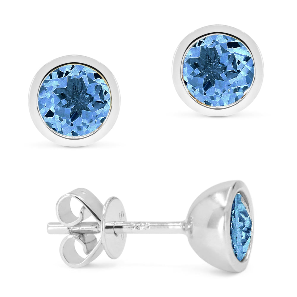 Madison L 14K White Gold Swiss Blue Topaz Round Stud Earrings - style E1741SWBTW
