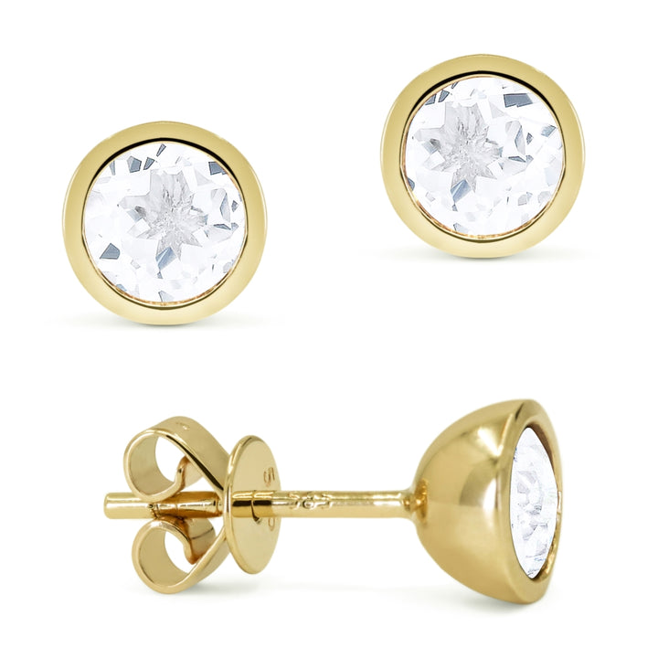 Madison L 14K Yellow Gold White Topaz Round Stud Earrings - style E1741WTY
