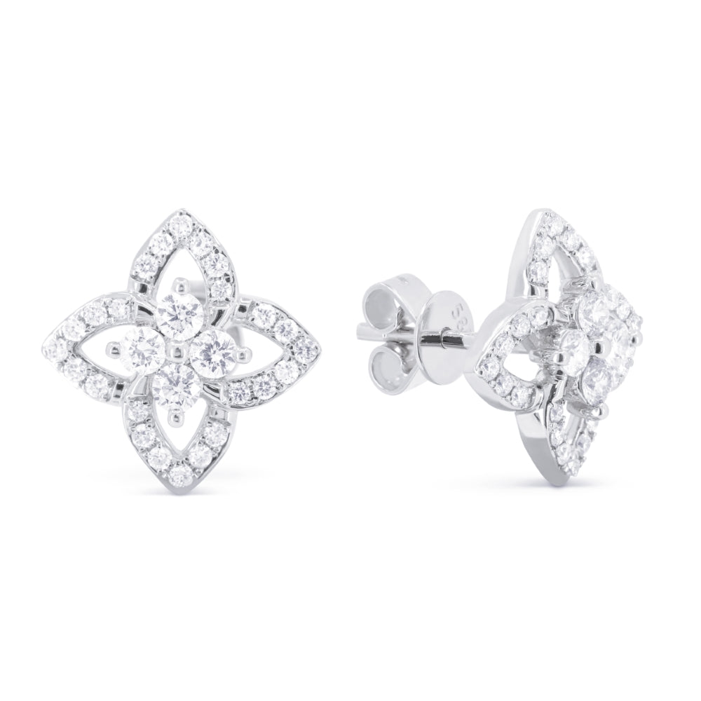 Madison L 14K White Gold Diamond Flower Stud Earrings - style E1742W