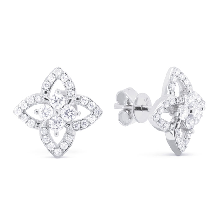 Madison L 14K White Gold Diamond Flower Stud Earrings - style E1742W