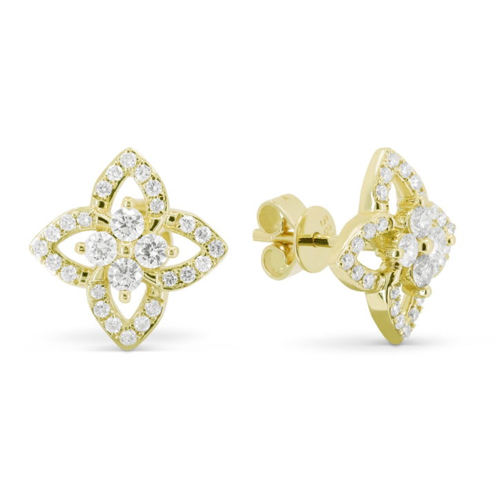 Madison L 14K Yellow Gold Diamond Flower Stud Earrings - style E1742Y