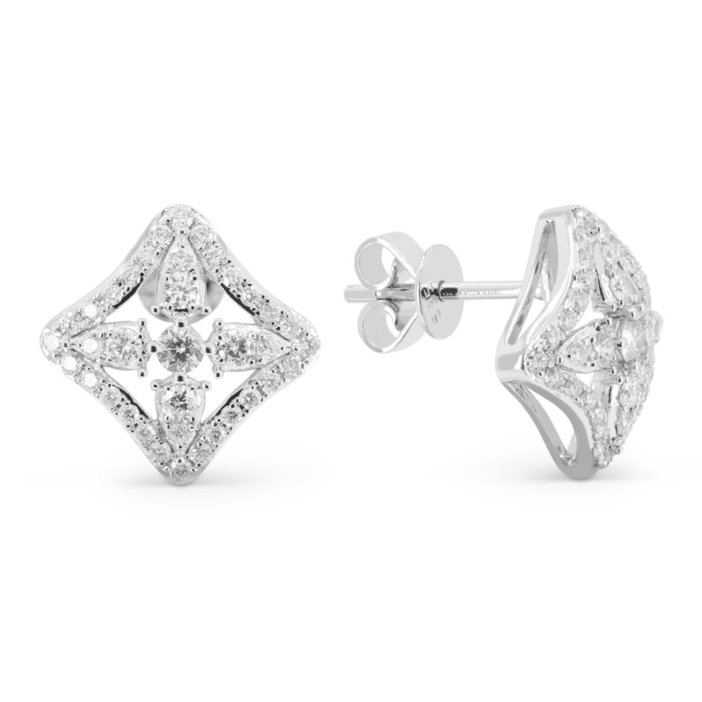 Madison L 14K White Gold Diamond Cushion Stud Earrings - style E1743W