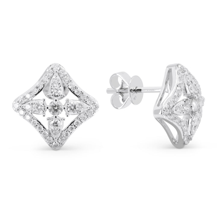 Madison L 14K White Gold Diamond Cushion Stud Earrings - style E1743W