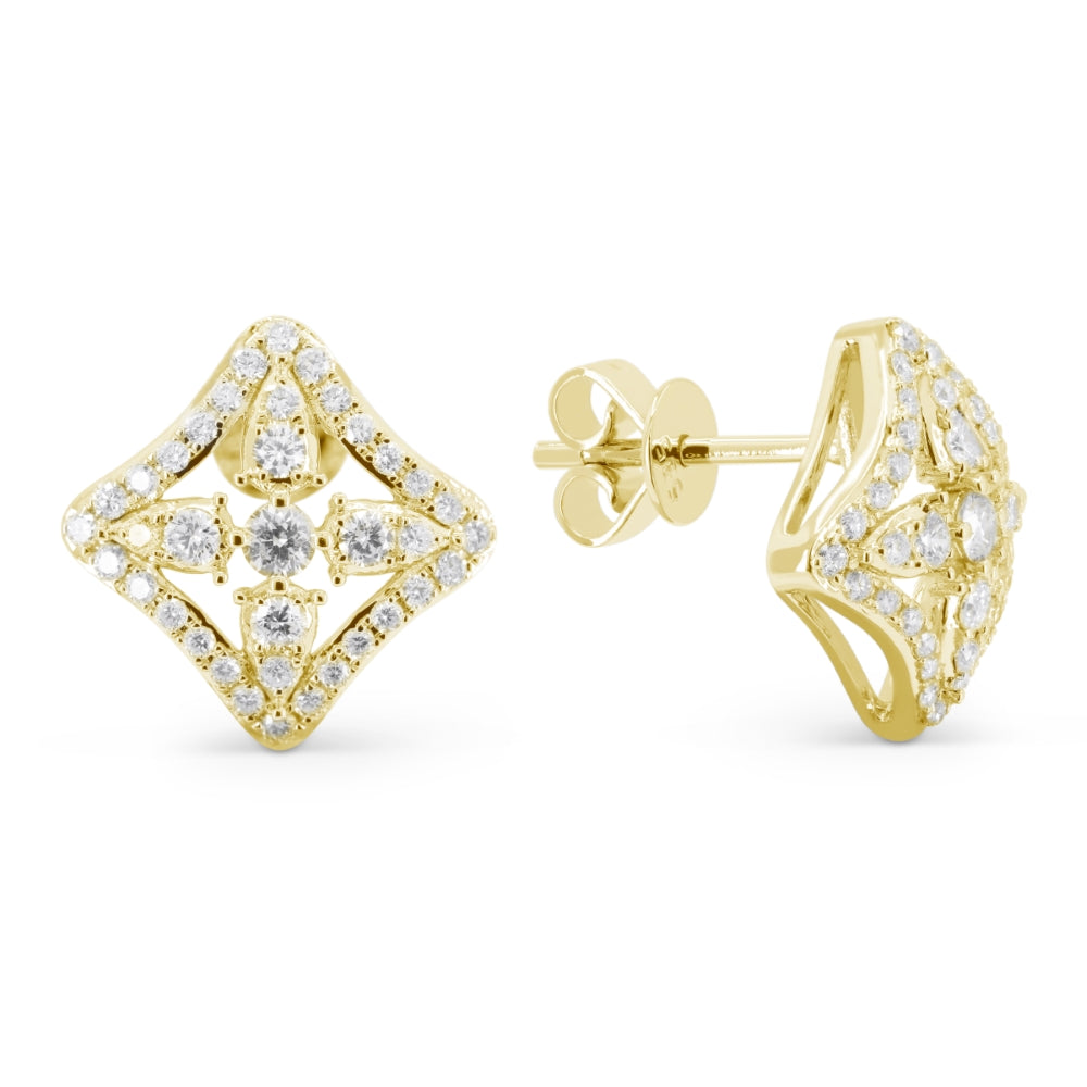 Madison L 14K Yellow Gold Diamond Cushion Stud Earrings - style E1743Y