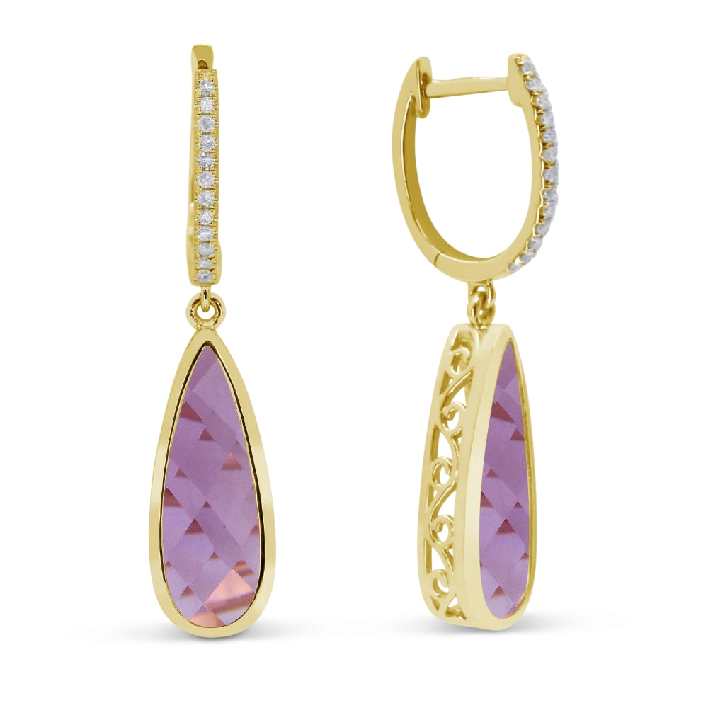 Madison L 14K Yellow Gold Amethyst Pear Drop Earrings - style E1744AMY