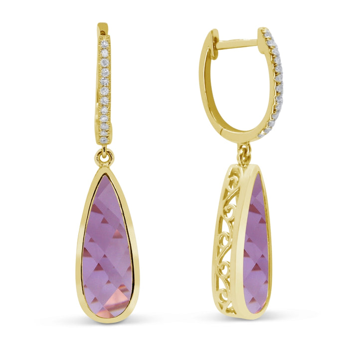 Madison L 14K Yellow Gold Amethyst Pear Drop Earrings - style E1744AMY