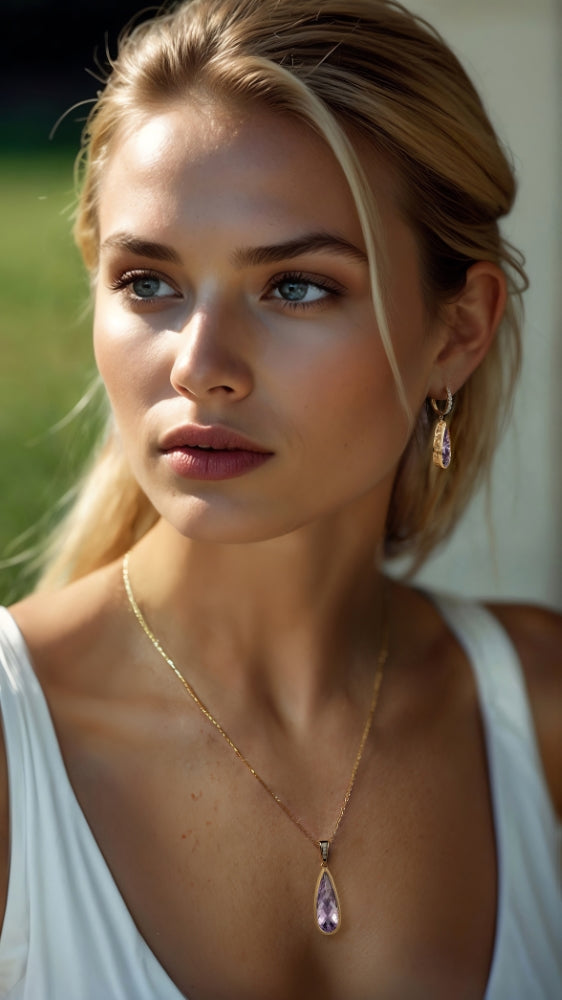 Madison L 14K Yellow Gold Amethyst Pear Drop Earrings - style E1744AMY