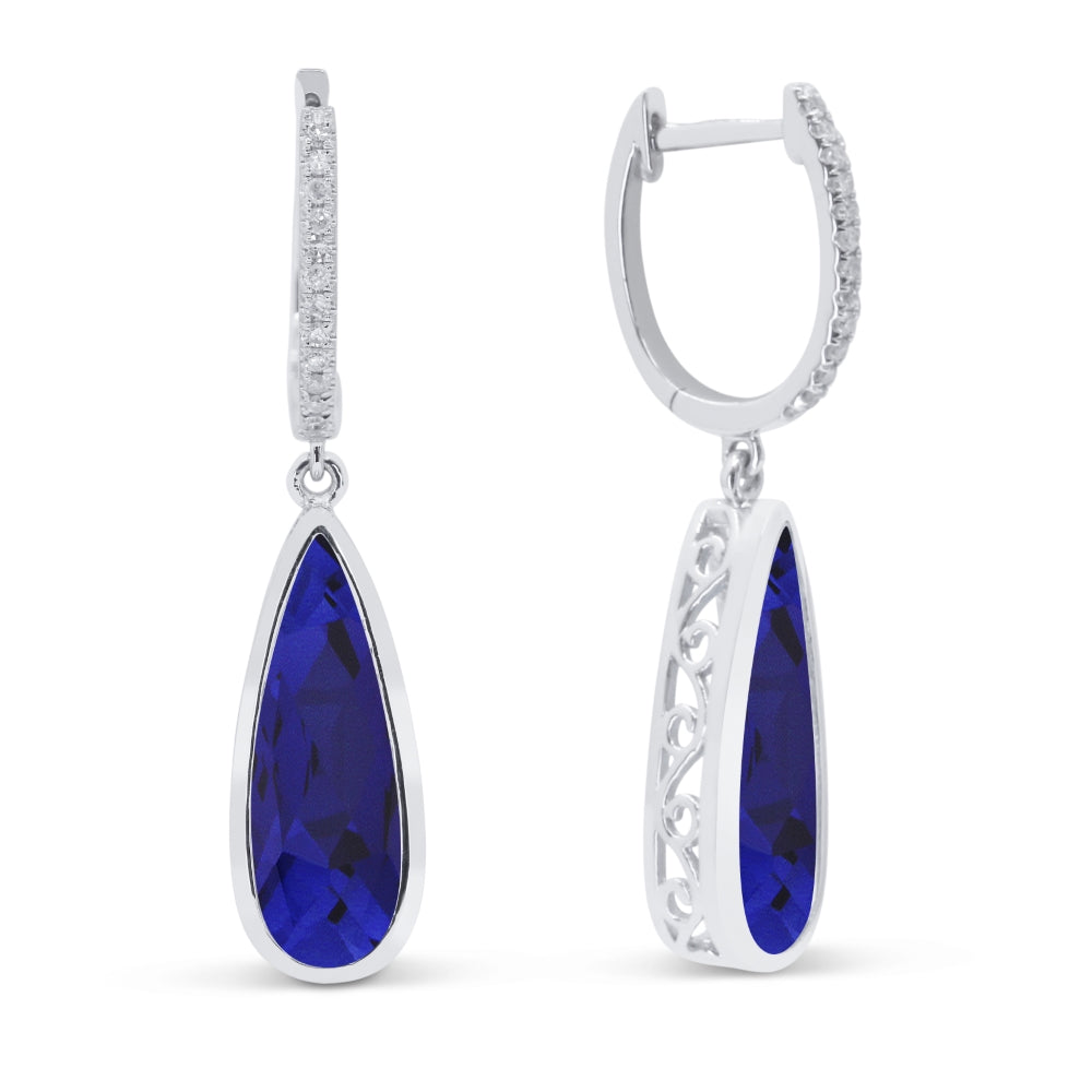 Madison L 14K White Gold Created Sapphire Pear Drop Earrings - style E1744BCW