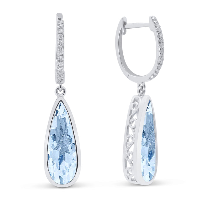 Madison L 14K White Gold Blue Topaz Pear Drop Earrings - style E1744BTW