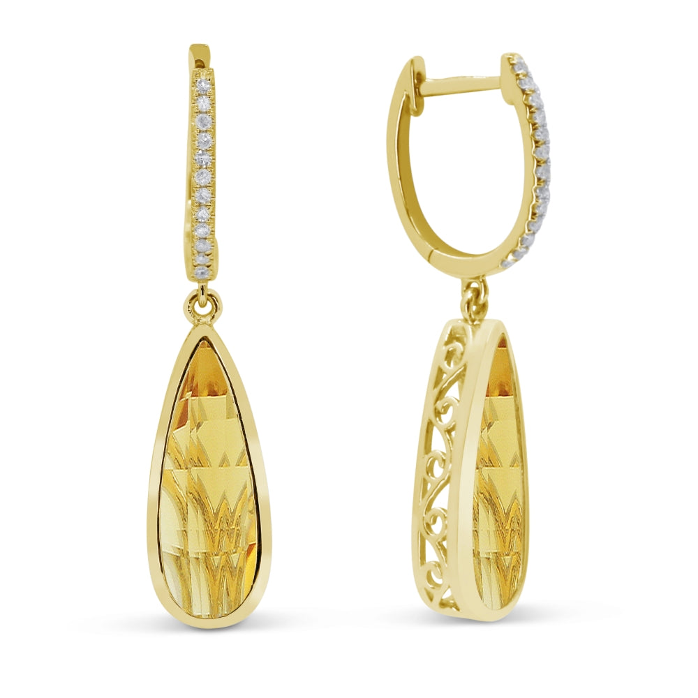 Madison L 14K Yellow Gold Citrine Pear Drop Earrings - style E1744CTY