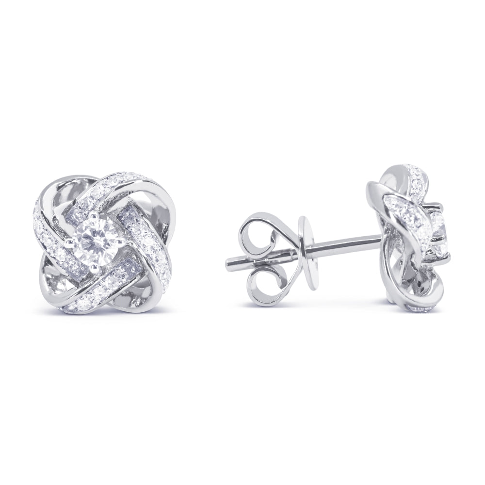 Madison L 14K White Gold Diamond Flower Stud Earrings - style E1748W