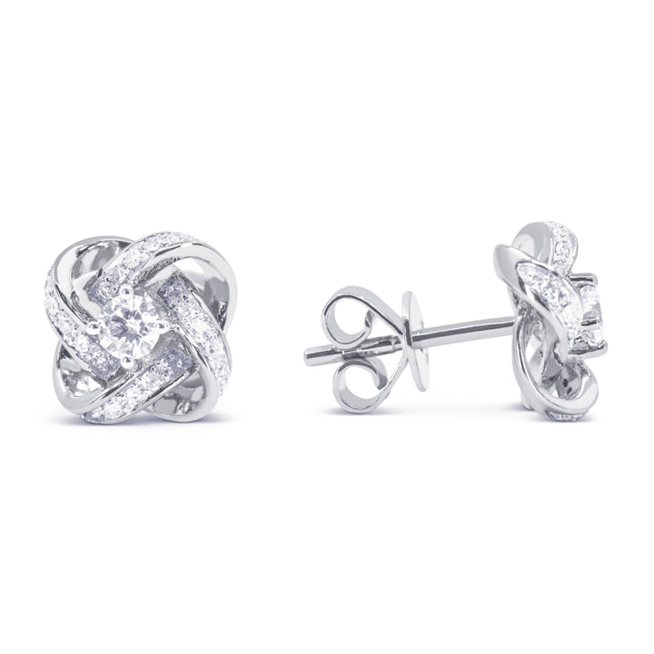 Madison L 14K White Gold Diamond Flower Stud Earrings - style E1748W