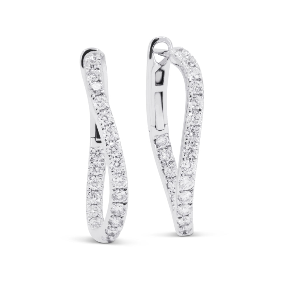 Madison L 14K White Gold Diamond Hoop Earrings - style E1753W-1.00CT