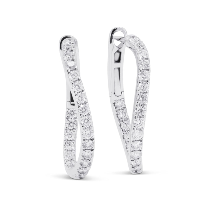 Madison L 14K White Gold Diamond Hoop Earrings - style E1753W-1.00CT