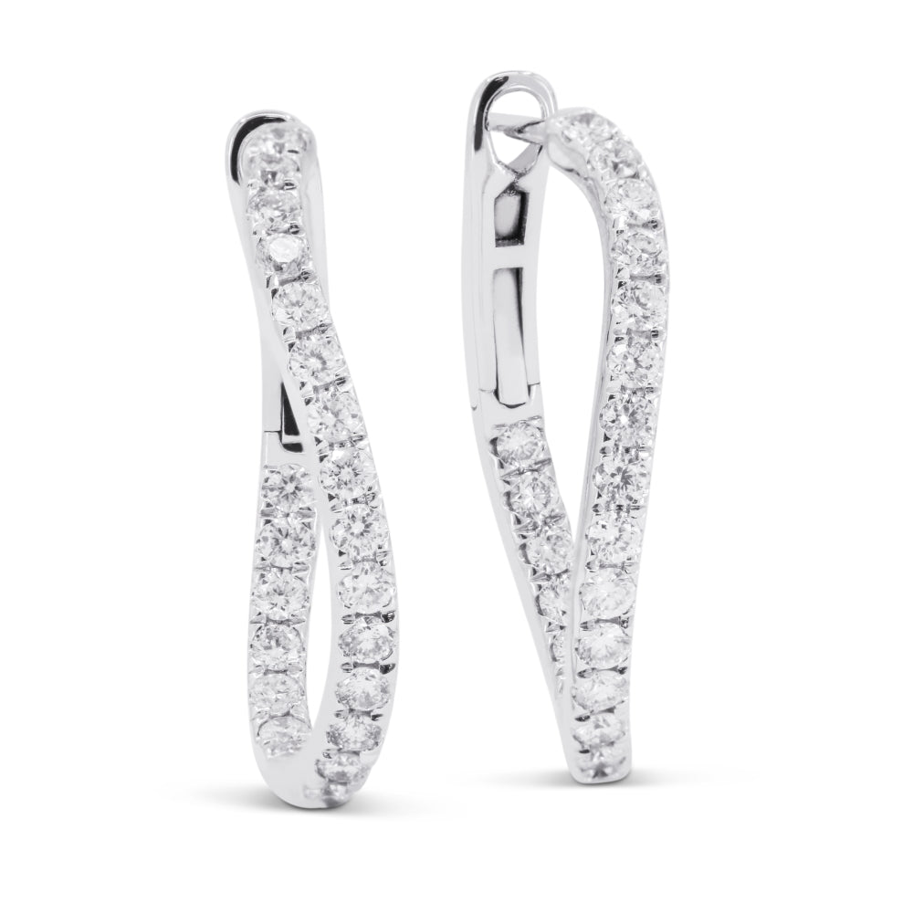 Madison L 14K White Gold Diamond Hoop Earrings - style E1753W-2.00CT