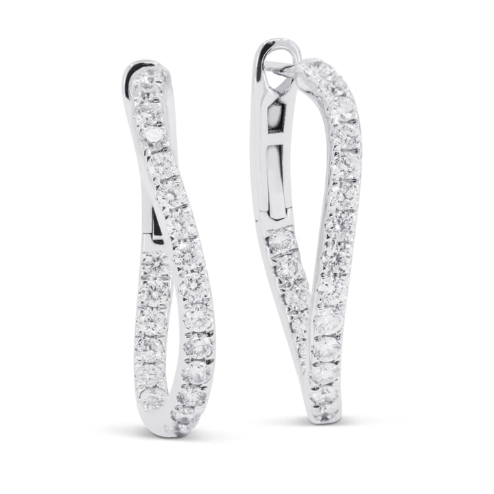 Madison L 14K White Gold Diamond Hoop Earrings - style E1753W-2.00CT