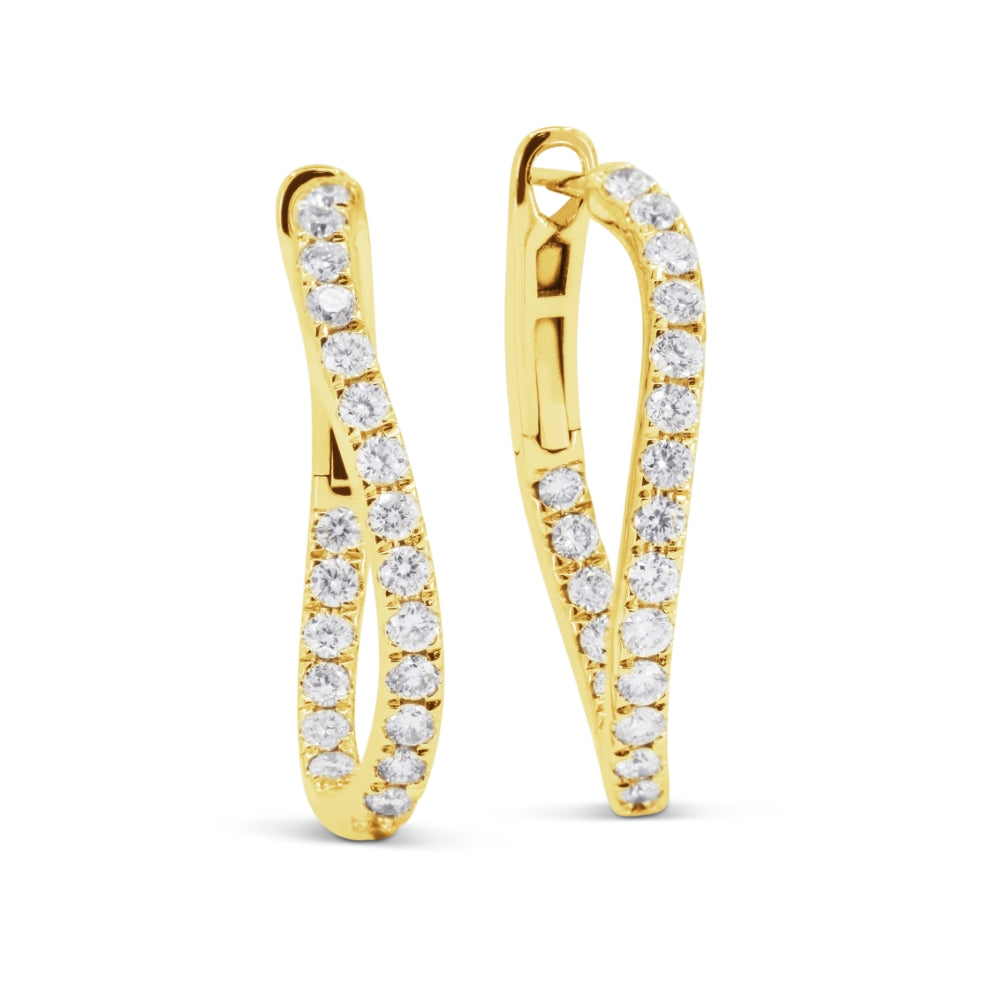 Madison L 14K Yellow Gold Diamond Hoop Earrings - style E1753Y-1.00CT