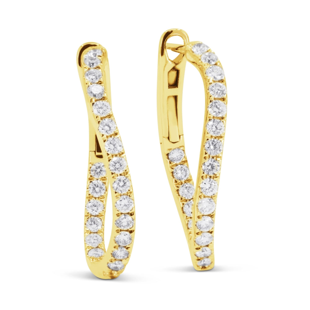 Madison L 14K Yellow Gold Diamond Hoop Earrings - style E1753Y-2.00CT