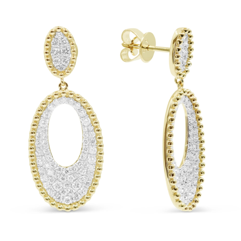 Madison L 14K Yellow Gold Diamond Oval Drop Earrings - style E1756Y